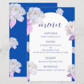 Blauwe Bloemboog Trouw Menu Kaart (Voorkant / Achterkant)