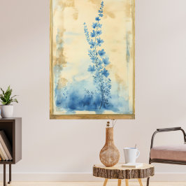 Blauwe bloemcompositie. Type: Gedecoreerd aan de Poster