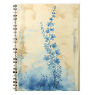 Blauwe bloemcompositie.  Type: Ingelijst decoratie Notitieboek
