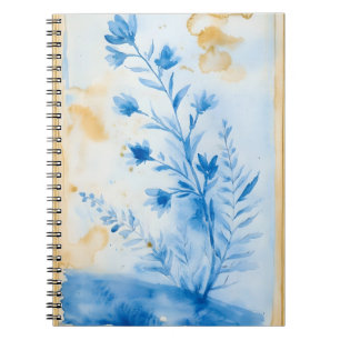 Blauwe bloemcompositie. Type: Ingelijst decoratie Notitieboek