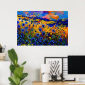 blauwe bloemen 0746 poster (Thuiskantoor)