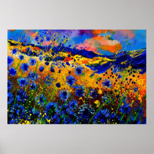 blauwe bloemen 0746 poster