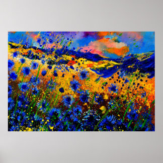blauwe bloemen 0746 poster