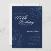 Blauwe Bloemen 100ste Verjaardagsfeest Kaart (Voorkant)