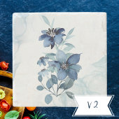 Blauwe bloemen 1 stenen onderzetter