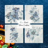 Blauwe bloemen 1 stenen onderzetter