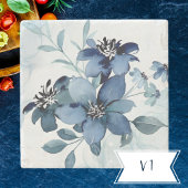Blauwe bloemen 1 stenen onderzetter