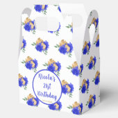 Blauwe bloemen 21e verjaardag bedankdoosjes (Geopend)