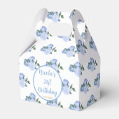 Blauwe bloemen 21e verjaardag bedankdoosjes (Voorkant Zijde)