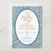 Blauwe Bloemen 70e Verjaardag Marigold William Mor Kaart (Voorkant)