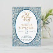 Blauwe Bloemen 70e Verjaardag Marigold William Mor Kaart (Staand voorkant)