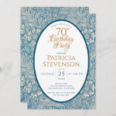 Blauwe Bloemen 70e Verjaardag Marigold William Mor Kaart (Voorkant / Achterkant)