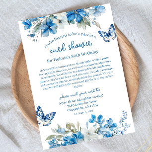 Blauwe Bloemen 80e Verjaardagskaart Verzending per Kaart