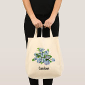  Blauwe Bloemen Aangepaste Canvas tas Naam (Voorkant (product))