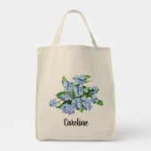  Blauwe Bloemen Aangepaste Canvas tas Naam (Achterkant)
