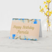 BLAUWE BLOEMEN AANGEPASTE VERJAARDAG KAART (Gele Bloem)