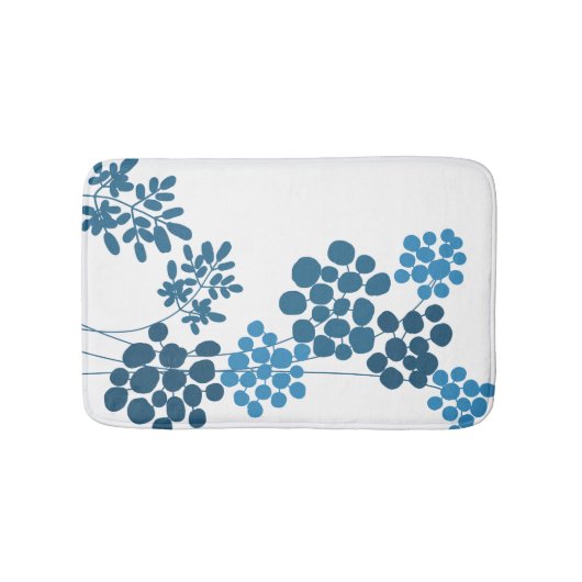 Blauwe Bloemen Abstract  Badmat (Voorkant)