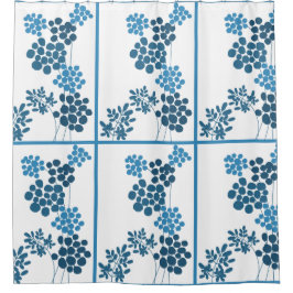 Blauwe Bloemen Abstract Douchegordijn