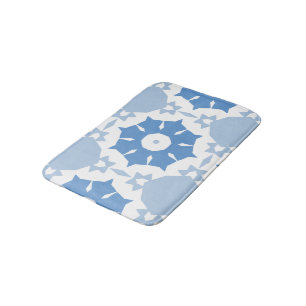 Blauwe bloemen abstract patroon badmat