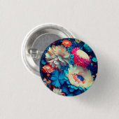 Blauwe bloemen achtergrond-1 ronde button 3,2 cm (Voorkant /achterkant)