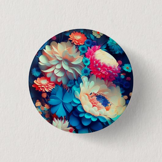 Blauwe bloemen achtergrond-1 ronde button 3,2 cm (Voorkant)