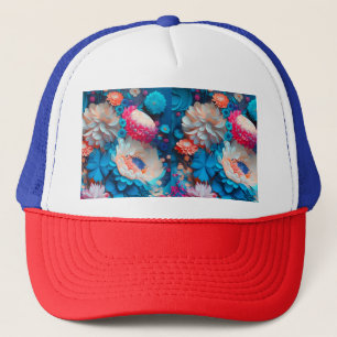 Blauwe bloemen achtergrond-1 trucker pet