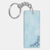 Blauwe bloemen acryl charme sleutelhanger (Voorkant Links)