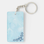 Blauwe bloemen acryl charme sleutelhanger (achterkant)