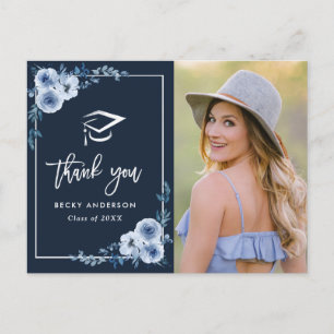 Blauwe Bloemen afstuderen Dank u Briefkaart