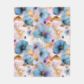 Blauwe Bloemen Alcohol Inkt in Zachte Pastels Fleece Deken (Voorkant)