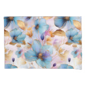 Blauwe Bloemen Alcohol Inkt in Zachte Pastels Kussensloop (Voorkant)