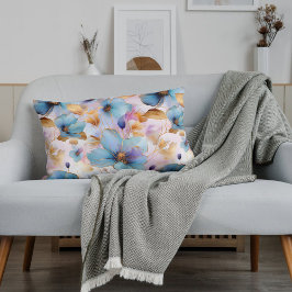 Blauwe Bloemen Alcohol Inkt in Zachte Pastels Kussensloop