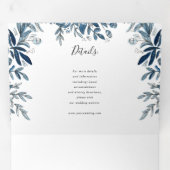 Blauwe bloemen allemaal in één bruiloft Uitnodigin Drieluik Uitnodiging (Binnenzijde eerst)