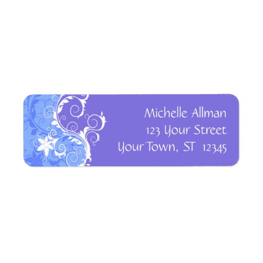 Blauwe bloemen Avery Label (Voorkant)