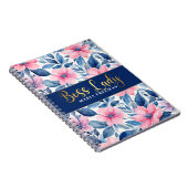 Blauwe bloemen Baas dame Notitieboek (Rechterzijde)