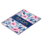 Blauwe bloemen Baas dame Notitieboek (Linkerzijde)