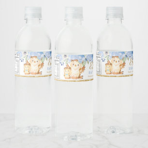Blauwe bloemen Baby en mammie Baby shower Favor Waterfles Etiket