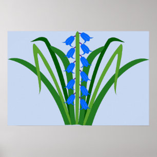 Blauwe Bloemen Baby Jongen Lente Poster