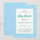 Blauwe Bloemen Baby Shower Uitnodiging (Voorkant / Achterkant)