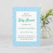 Blauwe Bloemen Baby Shower Uitnodiging (Staand voorkant)