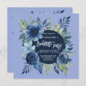 Blauwe Bloemen Bachelorette Party Uitnodigingen (Voorkant / Achterkant)