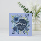 Blauwe Bloemen Bachelorette Party Uitnodigingen (Staand voorkant)