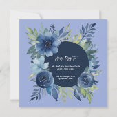 Blauwe Bloemen Bachelorette Party Uitnodigingen (Achterkant)