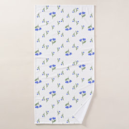 Blauwe bloemen bad handdoek