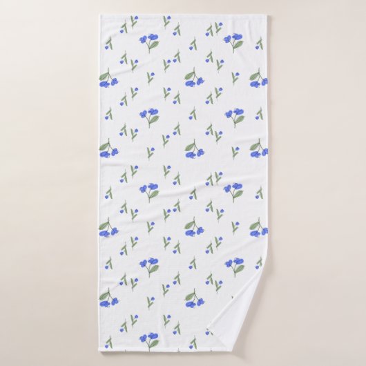 Blauwe bloemen  bad handdoek (Badhanddoek)
