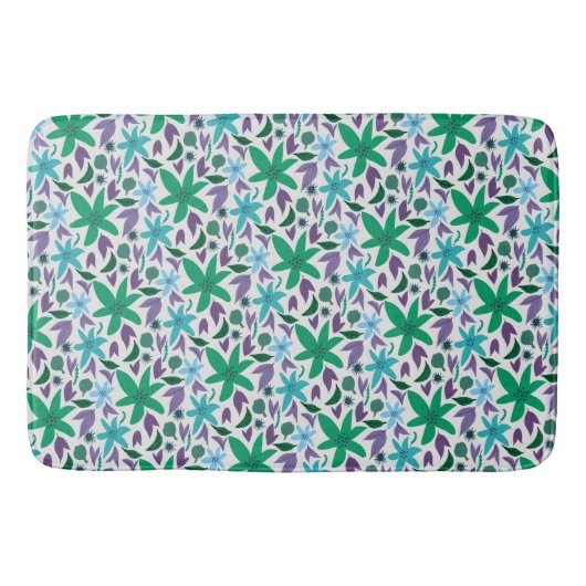 Blauwe bloemen badmat (Voorkant)