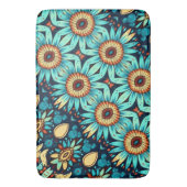 Blauwe Bloemen Badmat (Voorkant Verticaal)