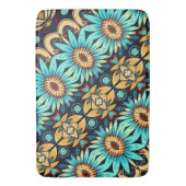 Blauwe bloemen badmat (Voorkant Verticaal)