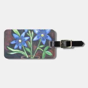 Blauwe bloemen bagagelabel