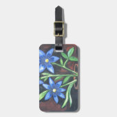 Blauwe bloemen bagagelabel (Voorkant verticaal)